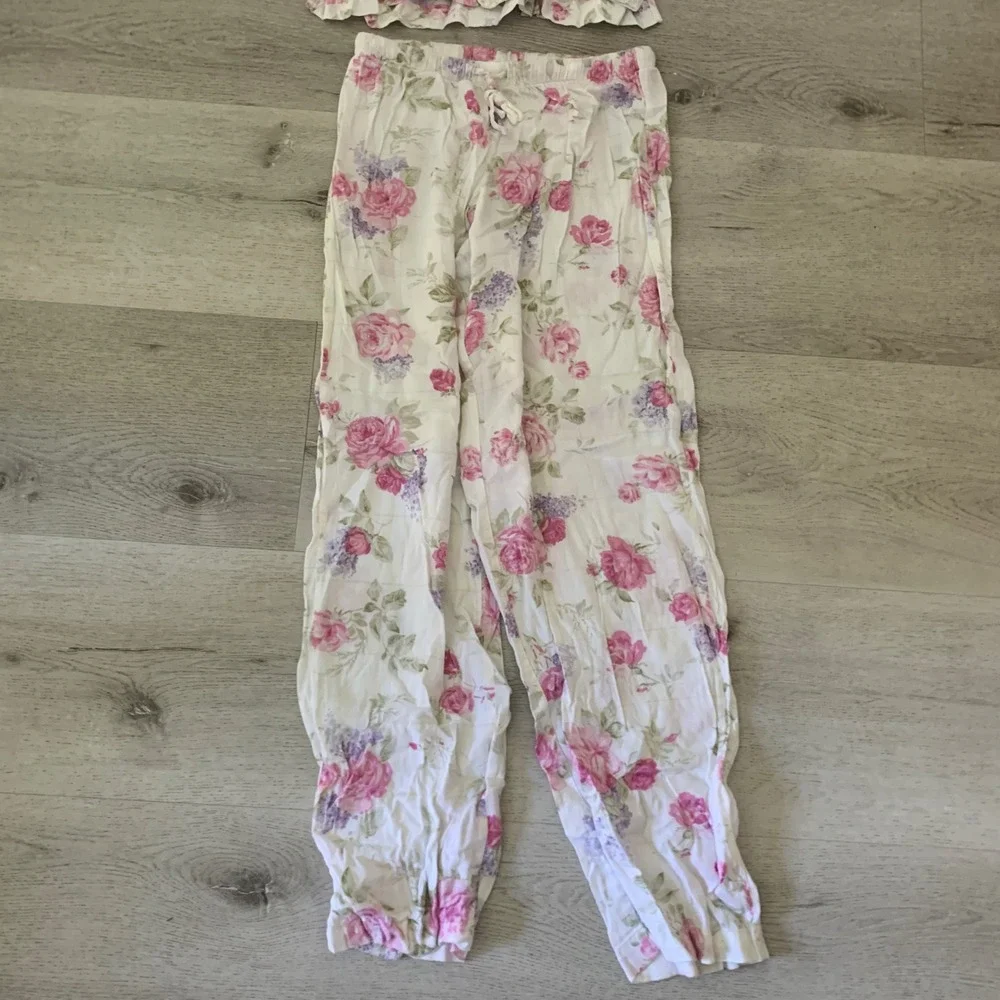 Lauren Ralph Lauren Floral Pajama Set Pink Purple White Cotton Blend XS